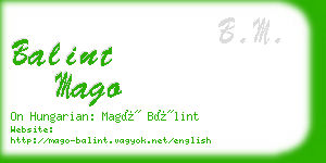 balint mago business card